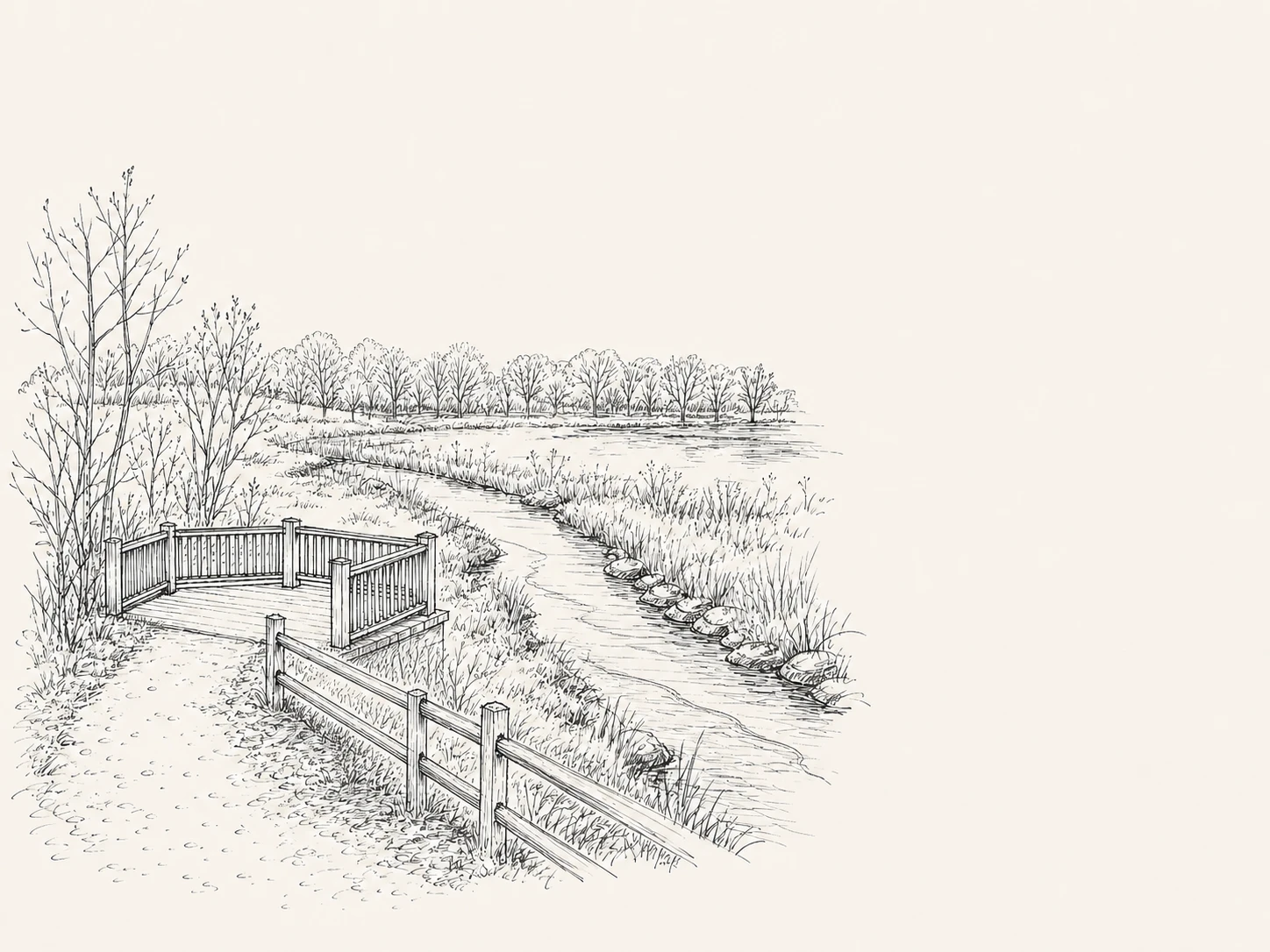 Editorial illustration of the Mother Brook channel and wetland
