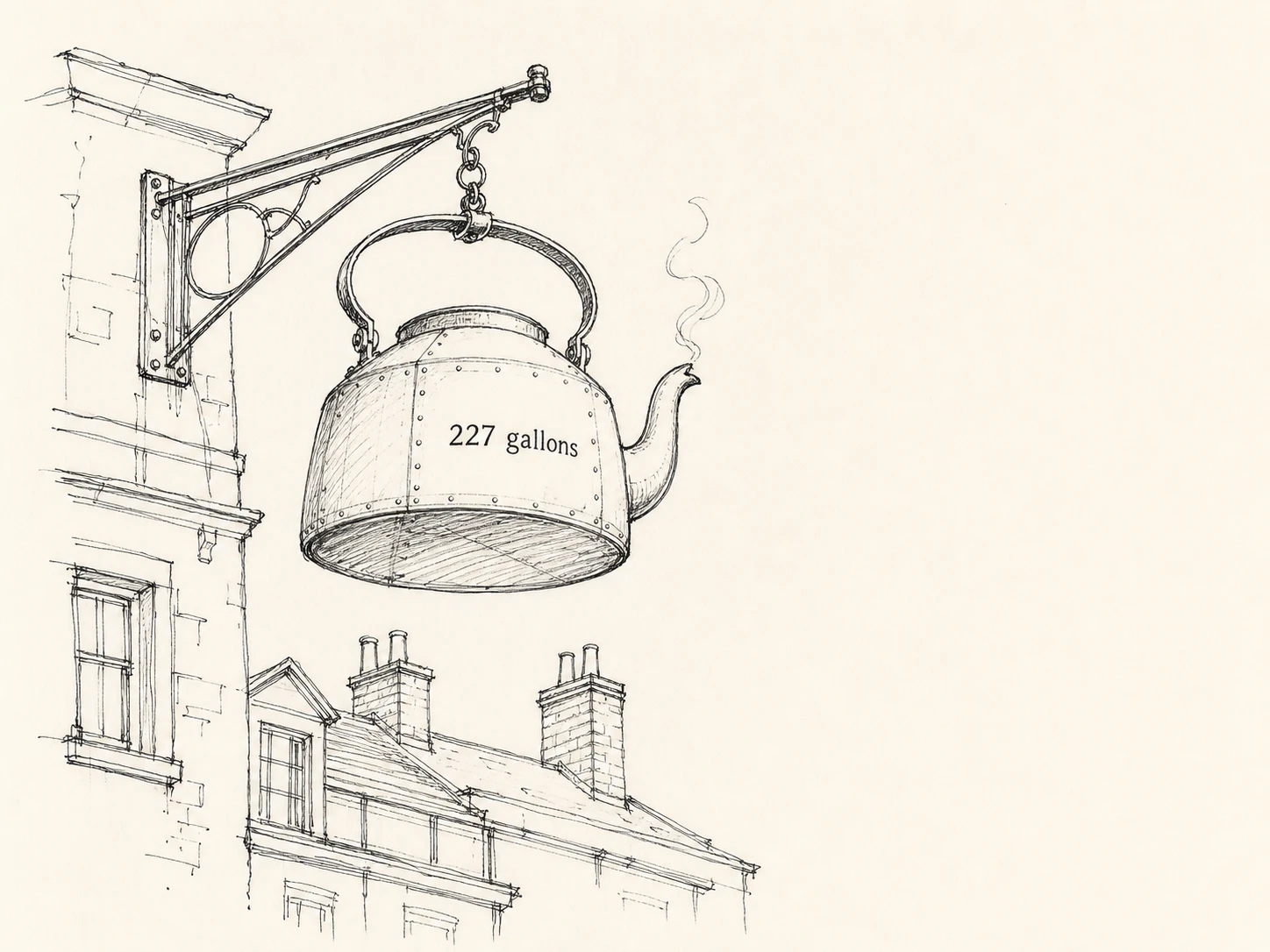 Editorial illustration of the giant Steaming Kettle