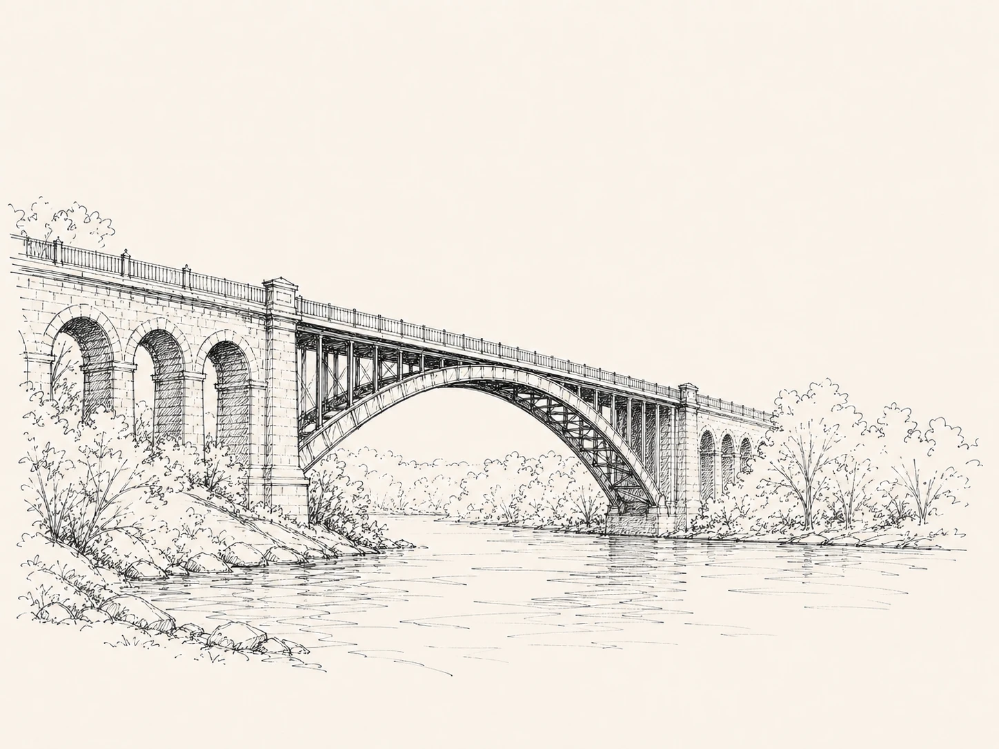 Editorial illustration of High Bridge’s stone and steel spans