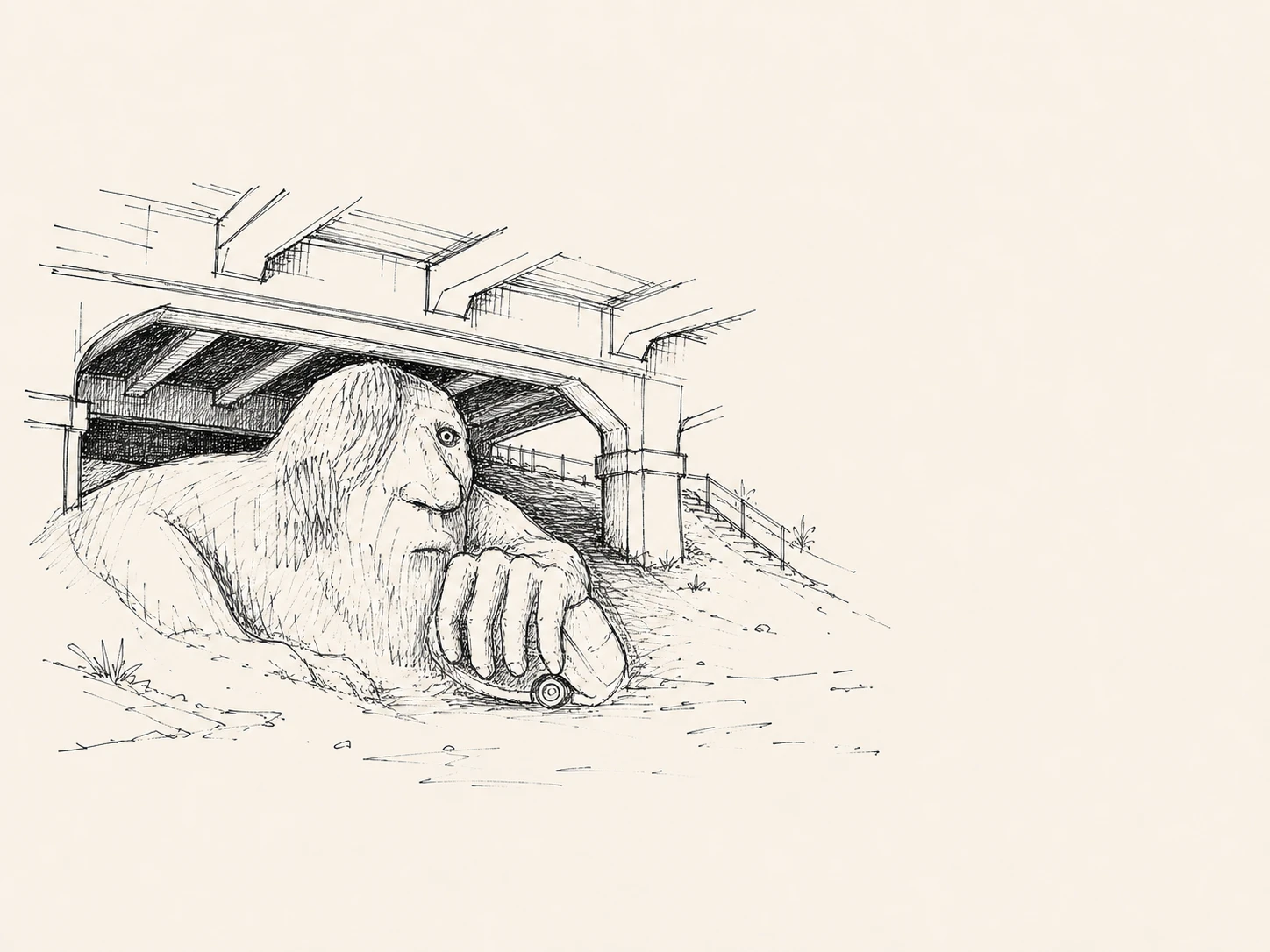 Editorial illustration of the Fremont Troll